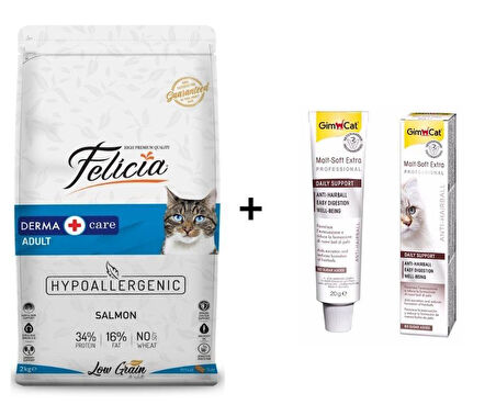 Felicia Somonlu Yetişkin Kedi Maması 2 kg + GimCat Malt Soft Extra 20 gr