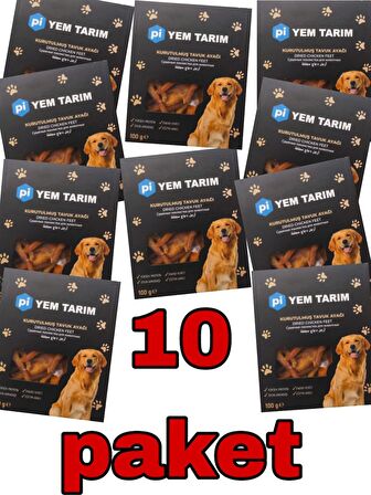 Pi Yem Tarım Kurutulmuş Tavuk Ayağı Kemik Köpek Ödülü 10 X 100 G