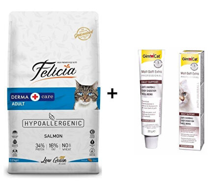 Felicia Somonlu Yetişkin Kedi Maması 12 kg + GimCat Malt Soft Extra 20 gr