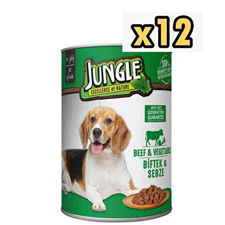 Jungle Biftek Sebze Köpek Konservesi 415 Gr X 12 Adet