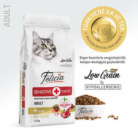 Hypoallergenic Kuzulu Düşük Tahıllı Yetişkin Kedi Maması 12 Kg