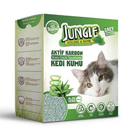 JUNGLE AKTİF KARBONLU KEDİ KUMU ( ALOE VERALI) 6 LT