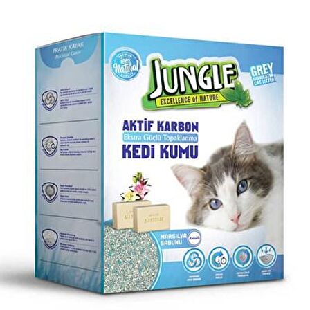 Jungle Aktif Karbonlu Marsilya Sabunlu Ekstra Topaklanan Kedi Kumu 6 L