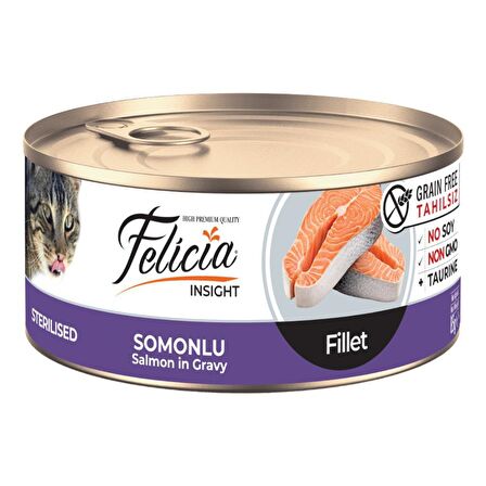 Felicia Sterilised Somonlu Fileto Tahılsız Kedi Konservesi 85 gr