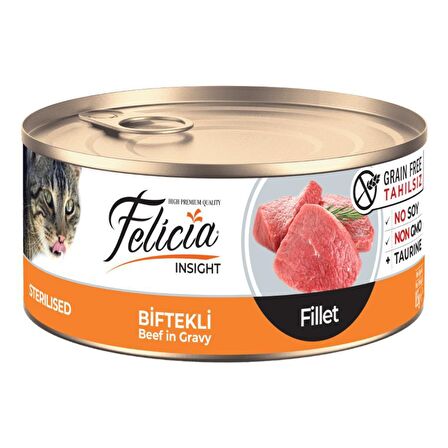 Felicia Sterilised Biftekli Fileto Tahılsız Kedi Konservesi 85 gr