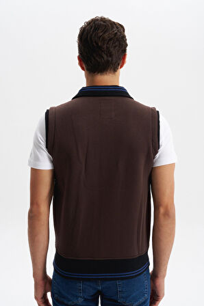 Arma Erkek Slim Fit Örme Basic 3 İplik Şardonlu Dik Yaka Yelek – %70 Pamuk %30 Polyester K5YYO9476 