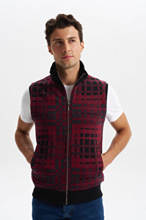 Arma Erkek Slim Fit Örme Desenli 3 İplik Şardonlu Dik Yaka Yelek – %70 Pamuk %30 Polyester Y6SSO9490 