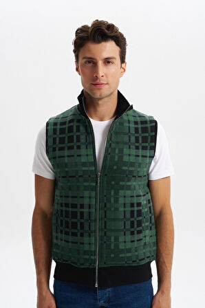 Arma Erkek Slim Fit Örme Desenli 3 İplik Şardonlu Dik Yaka Yelek – %70 Pamuk %30 Polyester Y6SSO9490 