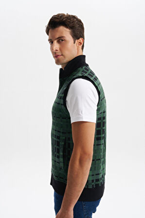 Arma Erkek Slim Fit Örme Desenli 3 İplik Şardonlu Dik Yaka Yelek – %70 Pamuk %30 Polyester Y6SSO9490 