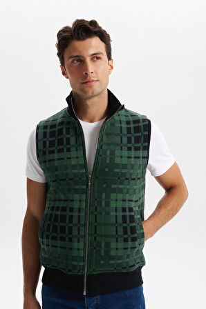 Arma Erkek Slim Fit Örme Desenli 3 İplik Şardonlu Dik Yaka Yelek – %70 Pamuk %30 Polyester Y6SSO9490 