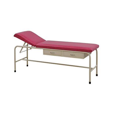 Muayene Masası | 2 Metal Çekmeceli, Sabit Ayaklı, 4 Kademeli Baş Ayarlı, Antibakteriyel Döşemeli E-202/B