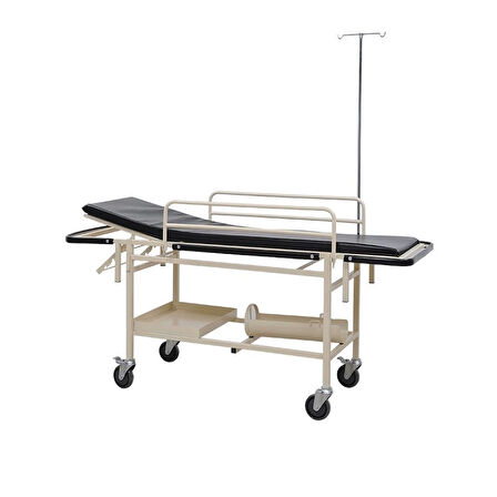 Küçük Teker Sedye | Antibakteriyel Minderli, ABS Tekerlekli, Serum Askılı ve Malzeme Bölmeli E-212