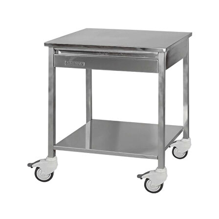 Tek Çekmeceli Pansuman Arabası | Tamamı Paslanmaz Çelik Gövde, Çekmeceli, Antistatik Tekerlekli E-252/A