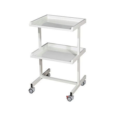 Cihaz Arabası | Antibakteriyel Boyalı, İki Katlı, Antistatik Tekerlekli E-230