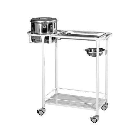 Trommelli Pansuman Arabası | Küvet ve Leğenli, Antibakteriyel Metal Gövde, Antistatik Tekerlekli E-251