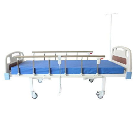 2 Motorlu Tabanca Korkuluklu Hasta Karyolası | Krom Yan Korkuluklu ve Kumandalı Kullanım