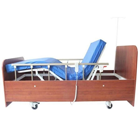 2 Motorlu Ahşap Hasta Karyolası | Ev Tipi, Bazalı ve Konforlu Tasarım ile Güvenli Kullanım