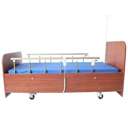 2 Motorlu Ahşap Hasta Karyolası | Ev Tipi, Bazalı ve Konforlu Tasarım ile Güvenli Kullanım