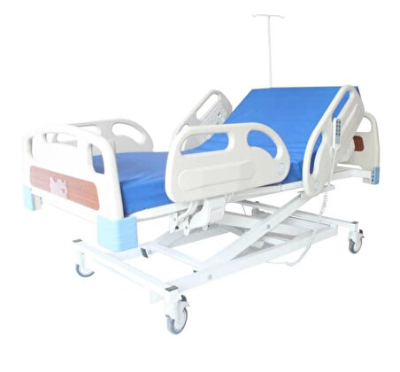 3 Motorlu Full ABS Asansörlü Hasta Karyolası | 200 kg, Piston Motor, Yükseklik Ayarı, ABS Korkuluk