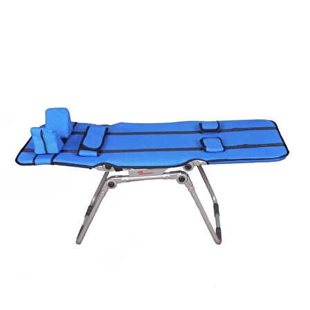 Metal Engelli Banyo Yıkama Sandalyesi Mavi | Ayarlanabilir Yükseklik ve Açı Özelliği 125 cm