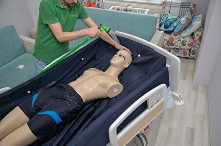 Pratik Hasta Yıkama Havuz Seti Mavi | Yatağa Bağımlı Hastalar İçin Güvenli Banyo İmkanı