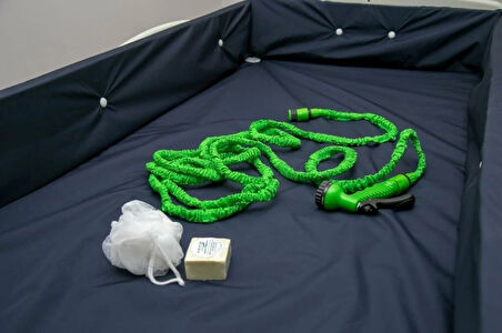 Pratik Hasta Yıkama Havuz Seti Mavi | Yatağa Bağımlı Hastalar İçin Güvenli Banyo İmkanı