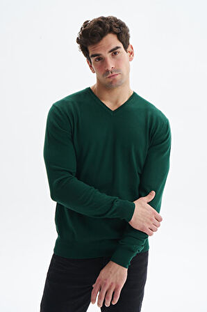 Arma Erkek Slim Fit Likralı Pamuklu Örme  V Yaka Triko Kazak K0KRO0854 