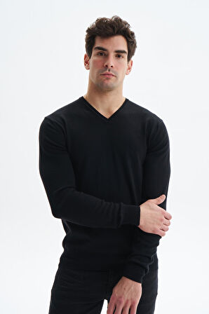 Arma Erkek Slim Fit Likralı Pamuklu Örme  V Yaka Triko Kazak K0KRO0854 