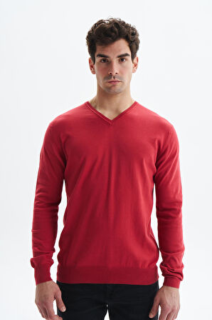 Arma Erkek Slim Fit Likralı Pamuklu Örme  V Yaka Triko Kazak K0KRO0854 