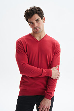 Arma Erkek Slim Fit Likralı Pamuklu Örme  V Yaka Triko Kazak K0KRO0854 