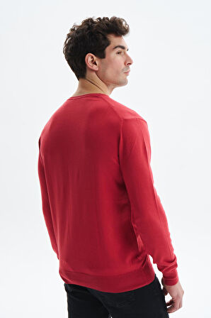 Arma Erkek Slim Fit Likralı Pamuklu Örme  V Yaka Triko Kazak K0KRO0854 