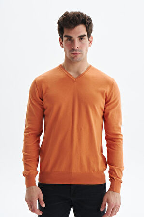 Arma Erkek Slim Fit Likralı Pamuklu Örme  V Yaka Triko Kazak K0KRO0854 