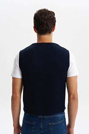 Arma Erkek Slim Fit Örme Likralı Pike Yelek – Kısa Kollu, %90 Akrilik %10 Wool K0YYO0857 