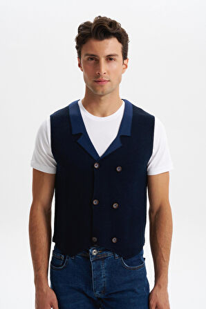 Arma Erkek Slim Fit Örme Likralı Pike Yelek – Kısa Kollu, %90 Akrilik %10 Wool K0YYO0857 