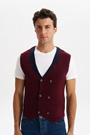 Arma Erkek Slim Fit Örme Likralı Pike Yelek – Kısa Kollu, %90 Akrilik %10 Wool K0YYO0857 