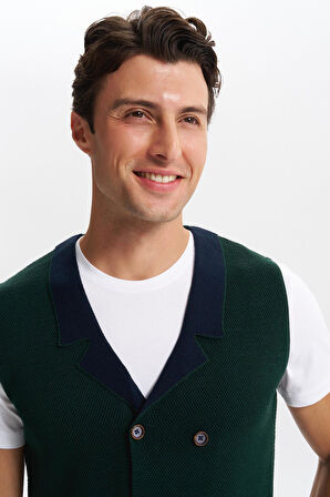 Arma Erkek Slim Fit Örme Likralı Pike Yelek – Kısa Kollu, %90 Akrilik %10 Wool K0YYO0857 