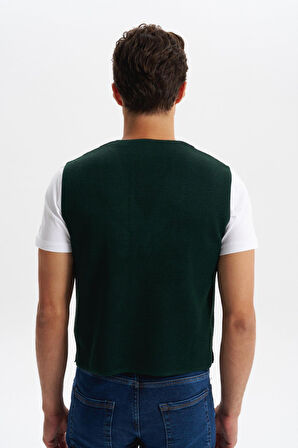 Arma Erkek Slim Fit Örme Likralı Pike Yelek – Kısa Kollu, %90 Akrilik %10 Wool K0YYO0857 