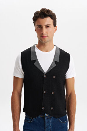 Arma Erkek Slim Fit Örme Likralı Pike Yelek – Kısa Kollu, %90 Akrilik %10 Wool K0YYO0857 