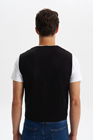 Arma Erkek Slim Fit Örme Likralı Pike Yelek – Kısa Kollu, %90 Akrilik %10 Wool K0YYO0857 