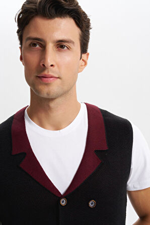 Arma Erkek Slim Fit Örme Likralı Pike Yelek – Kısa Kollu, %90 Akrilik %10 Wool K0YYO0857 