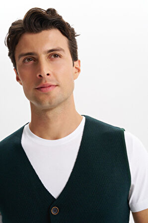 Arma Erkek Slim Fit Örme Likralı Pike Triko Yelek – Kısa Kollu, %90 Akrilik %10 Wool K0YYO0858 