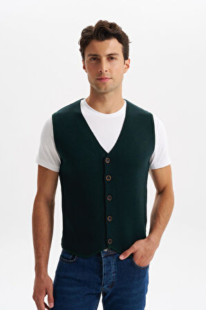 Arma Erkek Slim Fit Örme Likralı Pike Triko Yelek – Kısa Kollu, %90 Akrilik %10 Wool K0YYO0858 