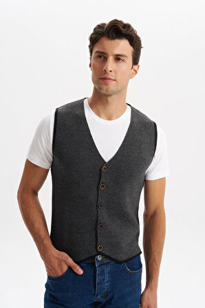 Arma Erkek Slim Fit Örme Likralı Pike Triko Yelek – Kısa Kollu, %90 Akrilik %10 Wool K0YYO0858 