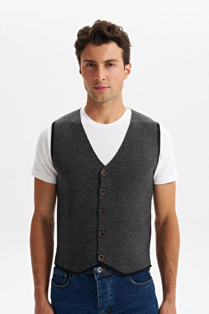 Arma Erkek Slim Fit Örme Likralı Pike Triko Yelek – Kısa Kollu, %90 Akrilik %10 Wool K0YYO0858 