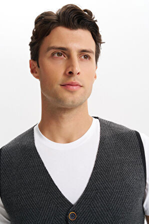 Arma Erkek Slim Fit Örme Likralı Pike Triko Yelek – Kısa Kollu, %90 Akrilik %10 Wool K0YYO0858 