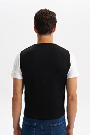 Arma Erkek Slim Fit Örme Likralı Pike Triko Yelek – Kısa Kollu, %90 Akrilik %10 Wool K0YYO0858 