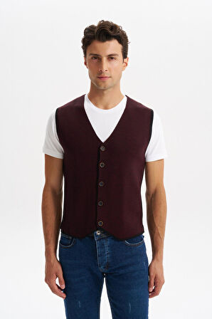 Arma Erkek Slim Fit Örme Likralı Pike Triko Yelek – Kısa Kollu, %90 Akrilik %10 Wool K0YYO0858 