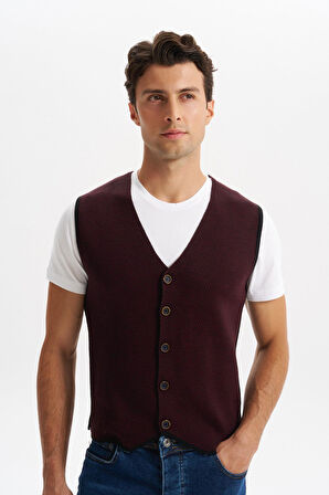 Arma Erkek Slim Fit Örme Likralı Pike Triko Yelek – Kısa Kollu, %90 Akrilik %10 Wool K0YYO0858 