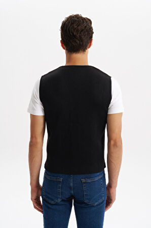 Arma Erkek Slim Fit Örme Likralı Pike Triko Yelek – Kısa Kollu, %90 Akrilik %10 Wool K0YYO0858 