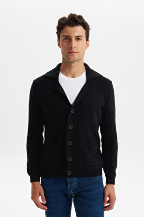 Arma Erkek Slim Fit Örme Likralı Pike Şal Yaka Düğmeli Triko Hırka – %50 Pamuk %50 Akrilik K0HTO0859 